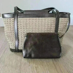 Vintage Cee Klein Woven Handbag and Coin Purse Tan and Brown